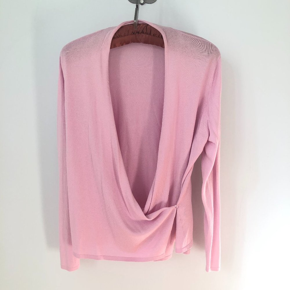 Eileen Fisher lightweight cardigan surplice sweater single button closure L